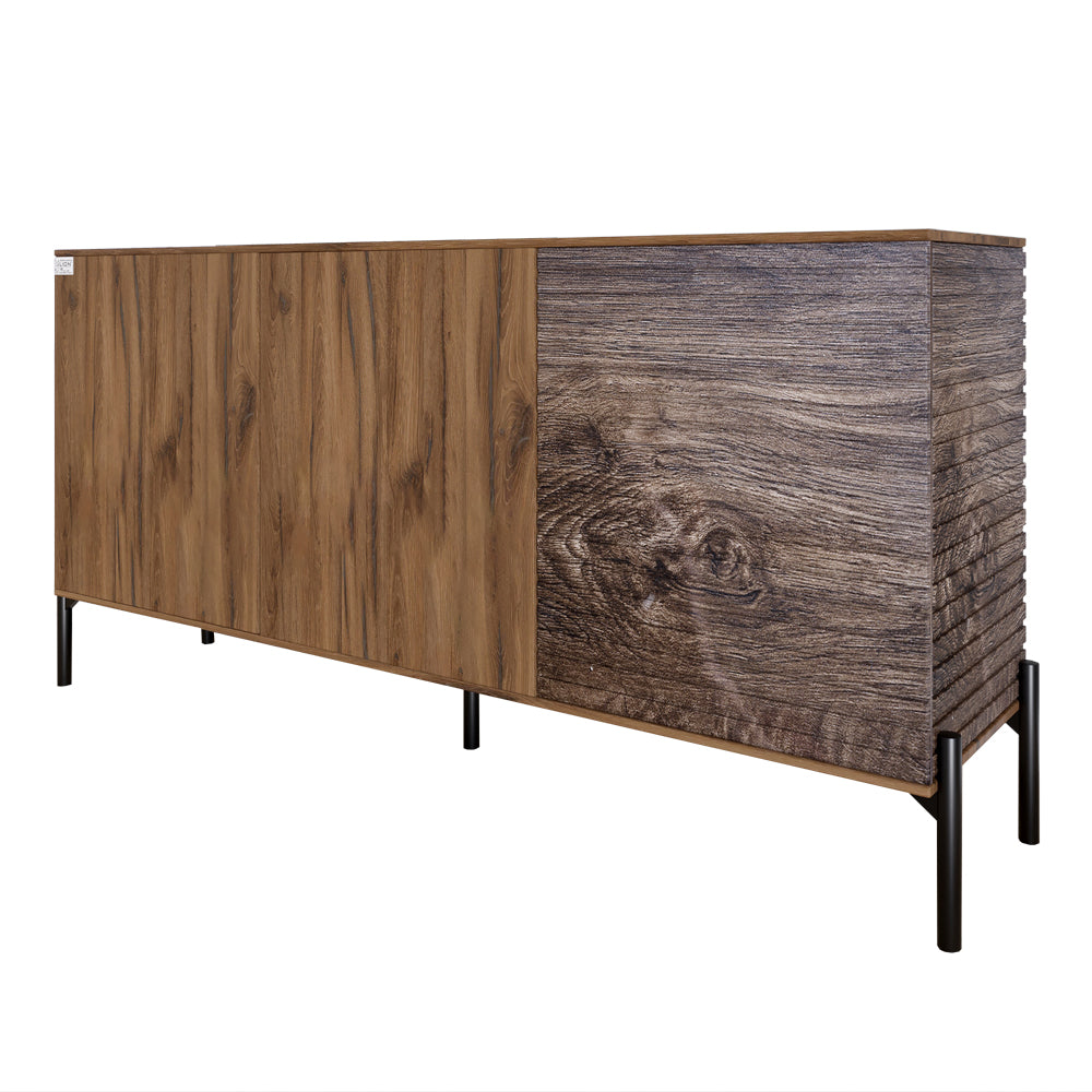 Комод закрыт в гостиную на черных металлических ножках LION Грей 154x38x76,5 см Дуб Ливорно/Дерево (LION-041780)