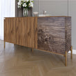 Комод закрыт в гостиную на золотых металлических ножках LION Грей 154x38x76,5 см Дуб Ливорно/Дерево (LION-041840)