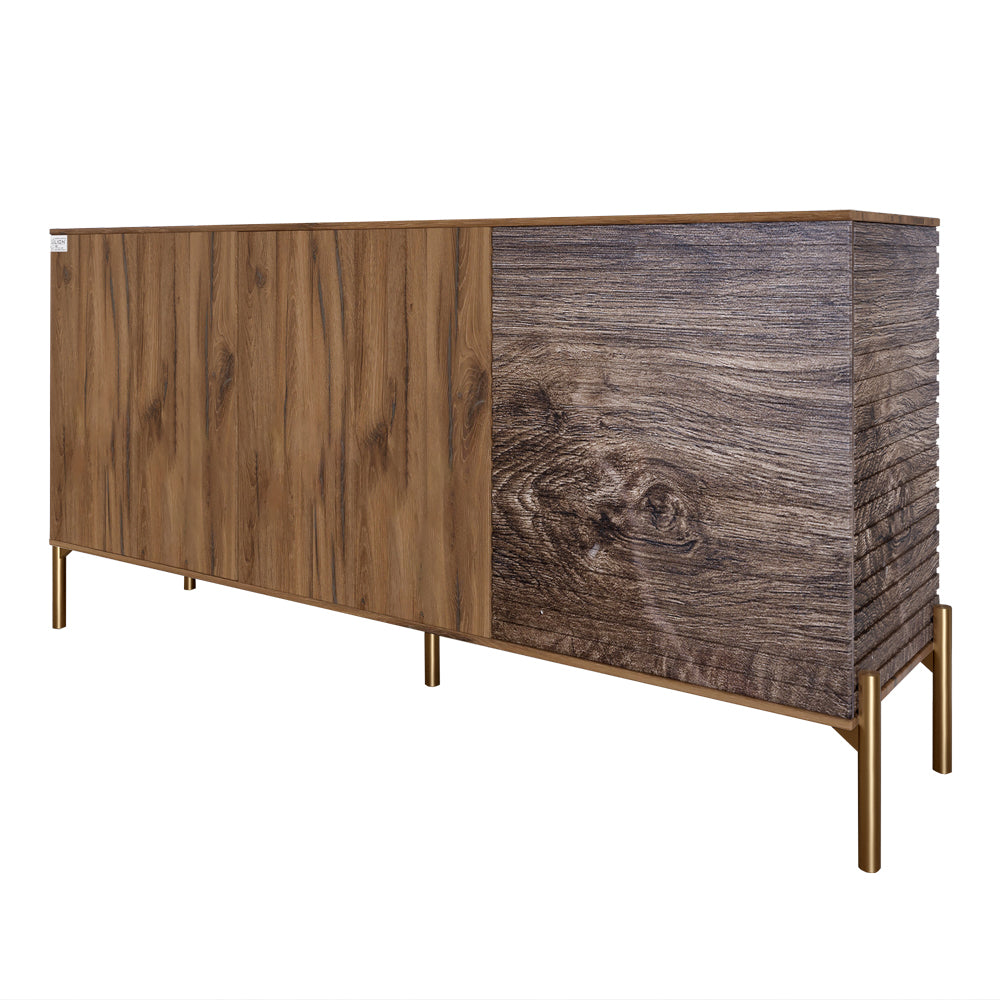 Комод закрыт в гостиную на золотых металлических ножках LION Грей 154x38x76,5 см Дуб Ливорно/Дерево (LION-041840)