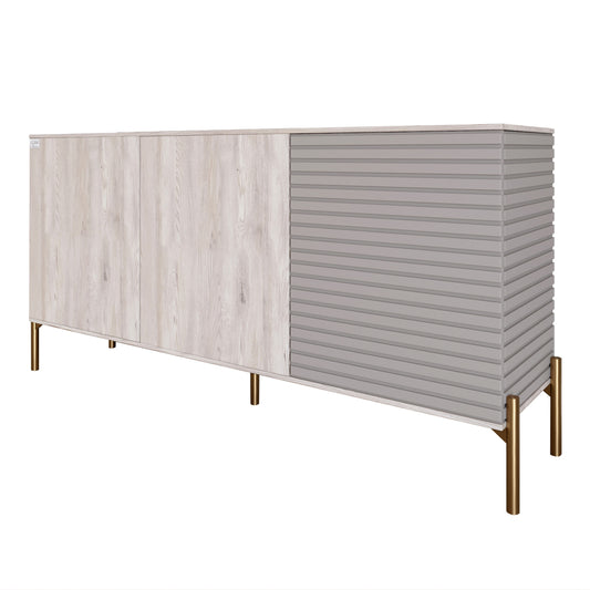Комод закрытый в гостиную на золотых металлических ножках LION Грей 154x38x76,5 см Самоа Дымчатый/Кашемир (LION-041876)