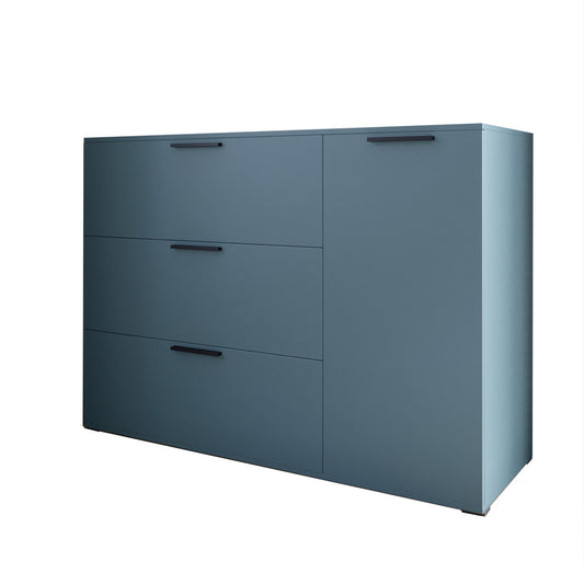 Комод LION Краш с тремя выдвижными ящиками и закрытыми полками Гранит серый (LION-044149)