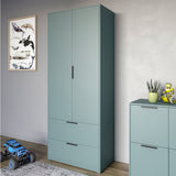 Шкаф распашный двухдверный LION Краш с 2 ящиками Гранит серый (LION-044009)