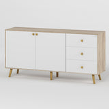 Комод LION Хьюге-5 Дуб сонома/Нимфея Альба (белый) (LION-041117)