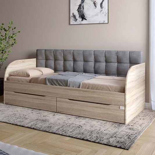 Детская полуторная кровать LION Л-7 с ящиками и ламелями Лили-95 120x200 см Дуб сонома (LION-044248)