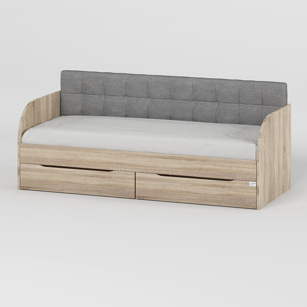 Детская полуторная кровать LION Л-7 с ящиками и ламелями Лили-95 120x200 см Дуб сонома (LION-044248)