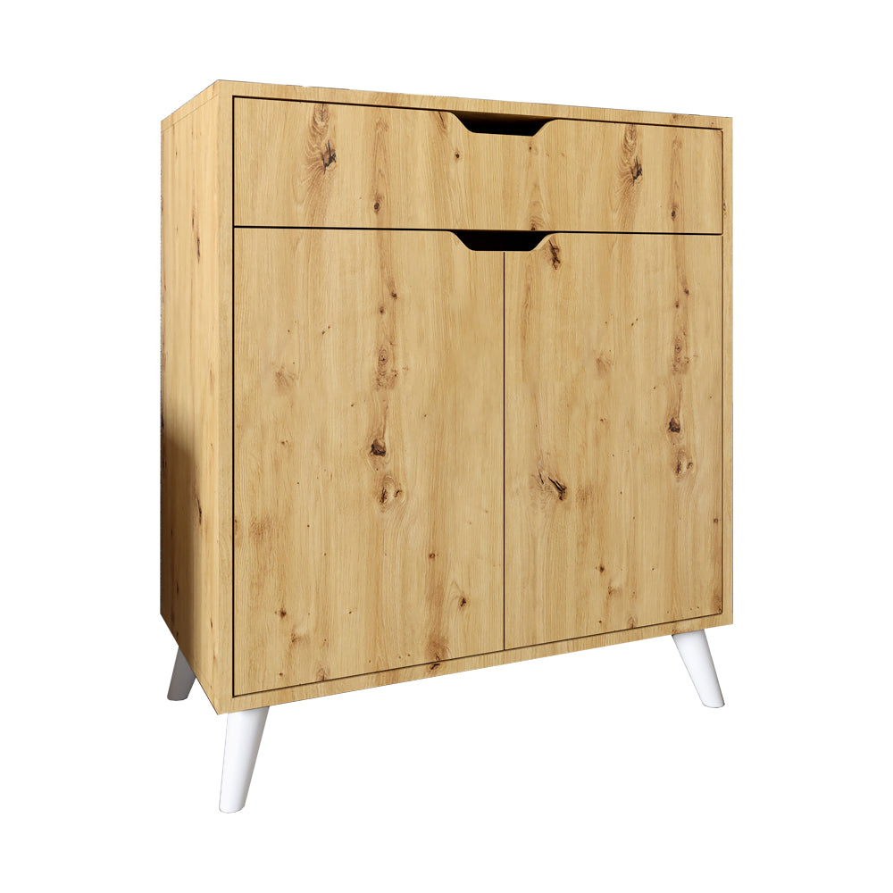 Комод в гостиную с белыми ножками М-ЗОН Борн 750 Дуб Артизан (MZN-031040)