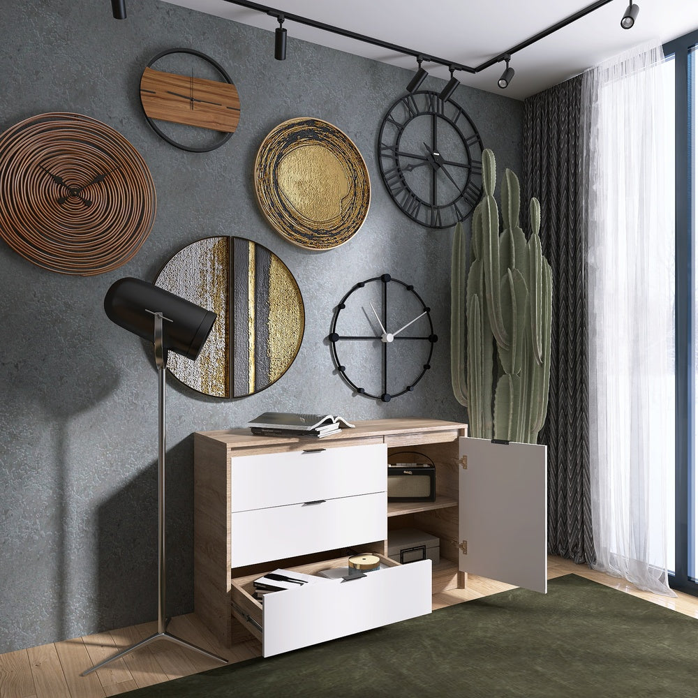 Комод с дверью и 3-мя ящиками Эверест Сити-1150 115,2х38х74,6 Дуб сонома/Белый (DTM-071100)