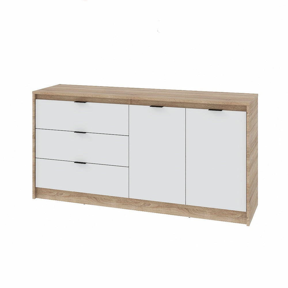 Большой комод с дверями и 3-мя ящиками Эверест Сити-1500 150,2х38х74,6 Дуб сонома/Белый (DTM-071102)