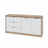 Большой комод с дверями и 3-мя ящиками Эверест Сити-1500 150,2х38х74,6 Дуб сонома/Белый (DTM-071102)