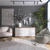 Большой комод с дверями и 3-мя ящиками Эверест Сити-1500 150,2х38х74,6 Дуб сонома/Белый (DTM-071102)