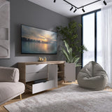 Большой комод с дверями и 3-мя ящиками Эверест Сити-1500 150,2х38х74,6 Дуб сонома/Белый (DTM-071102)