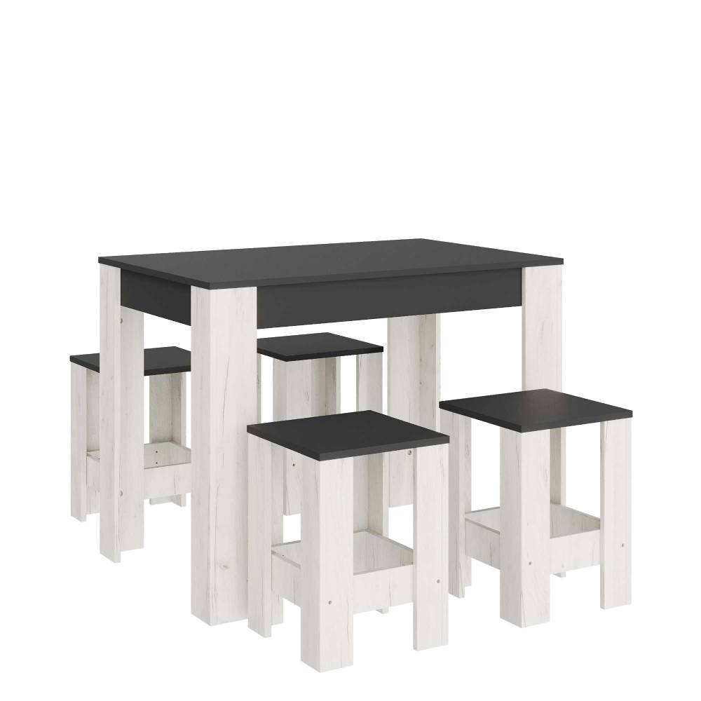 Обеденный комплект Эверест стол СТО-1/4 табурета Т-1 (4шт) Графит/Дуб крафт белый (DTM-071149)