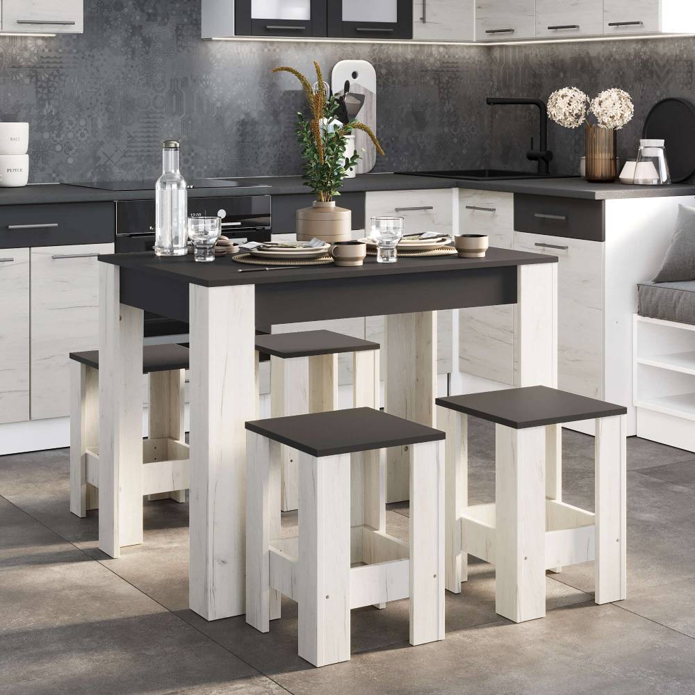 Табурет Эверест Т-1 (2шт.) Графит/Дуб крафт белый (DTM-071145)