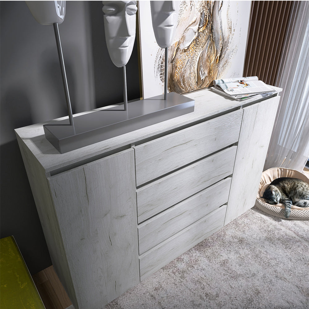 Комод Эверест КЛ-4 Лайт (телескопические) 140х38х93 см Дуб Крафт белый (DTM-071077)