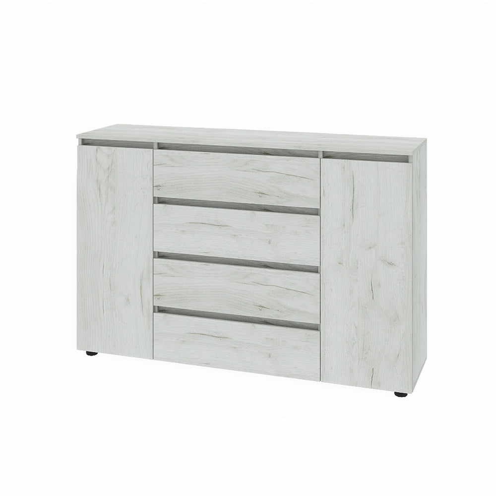 Комод Эверест КЛ-4 Лайт (телескопические) 140х38х93 см Дуб Крафт белый (DTM-071077)