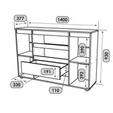 Комод Эверест КЛ-4 Лайт (телескопические) 140х38х93 см Дуб Крафт белый (DTM-071077)