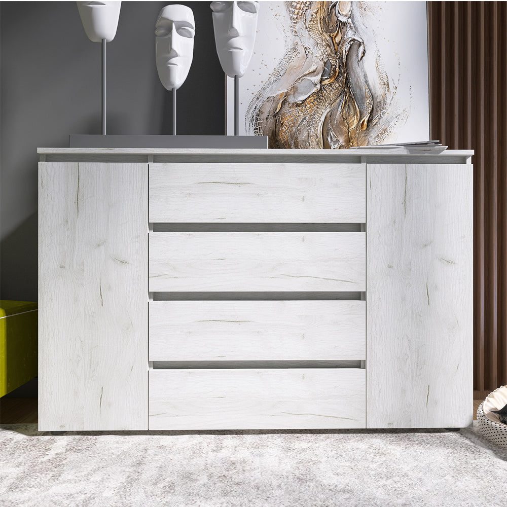 Комод Эверест КЛ-4 Лайт (телескопические) 140х38х93 см Дуб Крафт белый (DTM-071077)