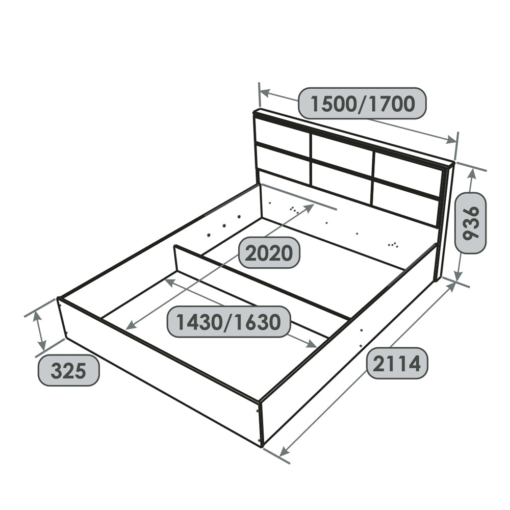 Кровать двуспальная Эверест КЛ-1600 Лайт (подъемный механизм) 160х200 см Дуб Крафт белый (DTM-071074)