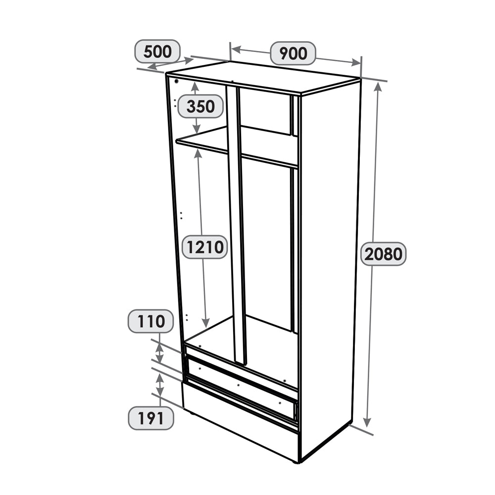 Шкаф двухдверный Эверест ШЛ-2 Лайт Дуб Крафт белый (DTM-071084)