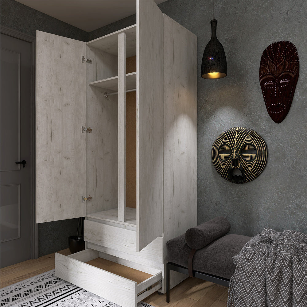 Шкаф двухдверный Эверест ШЛ-2 Лайт Дуб Крафт белый (DTM-071084)