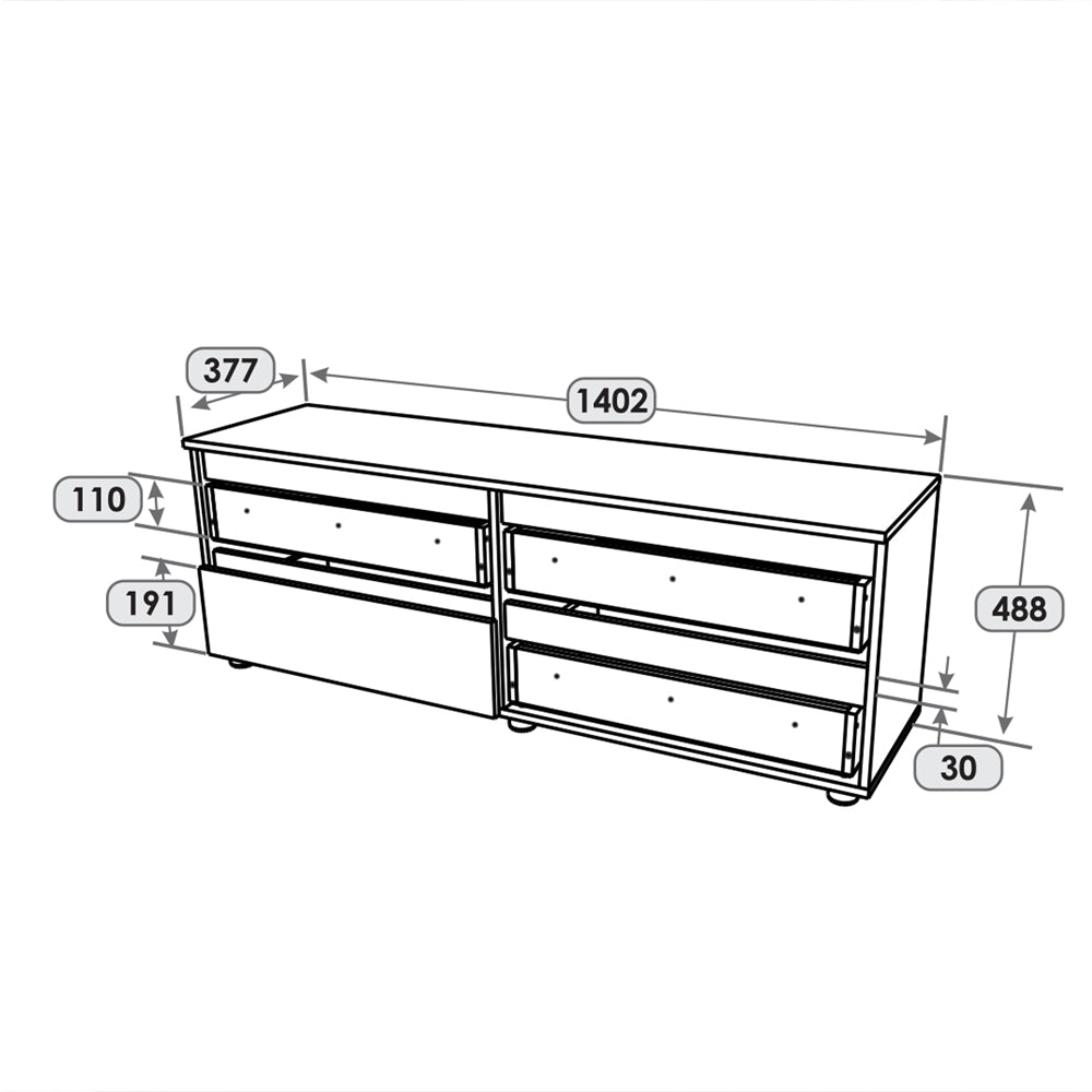 Тумба под телевизор Эверест ЛТВ-1400 Лайт 140х38х49 см Дуб Крафт белый (DTM-071082)
