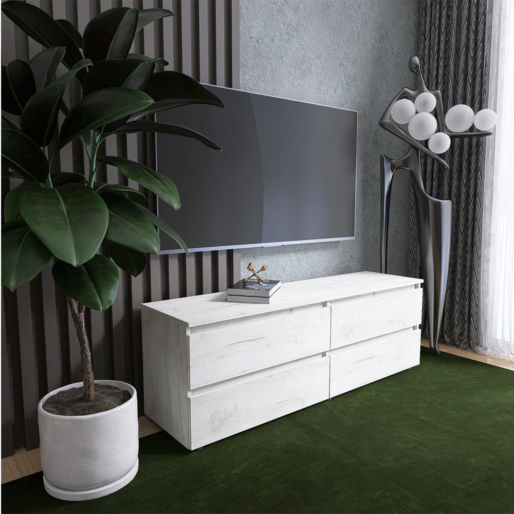 Тумба под телевизор Эверест ЛТВ-1400 Лайт 140х38х49 см Дуб Крафт белый (DTM-071082)