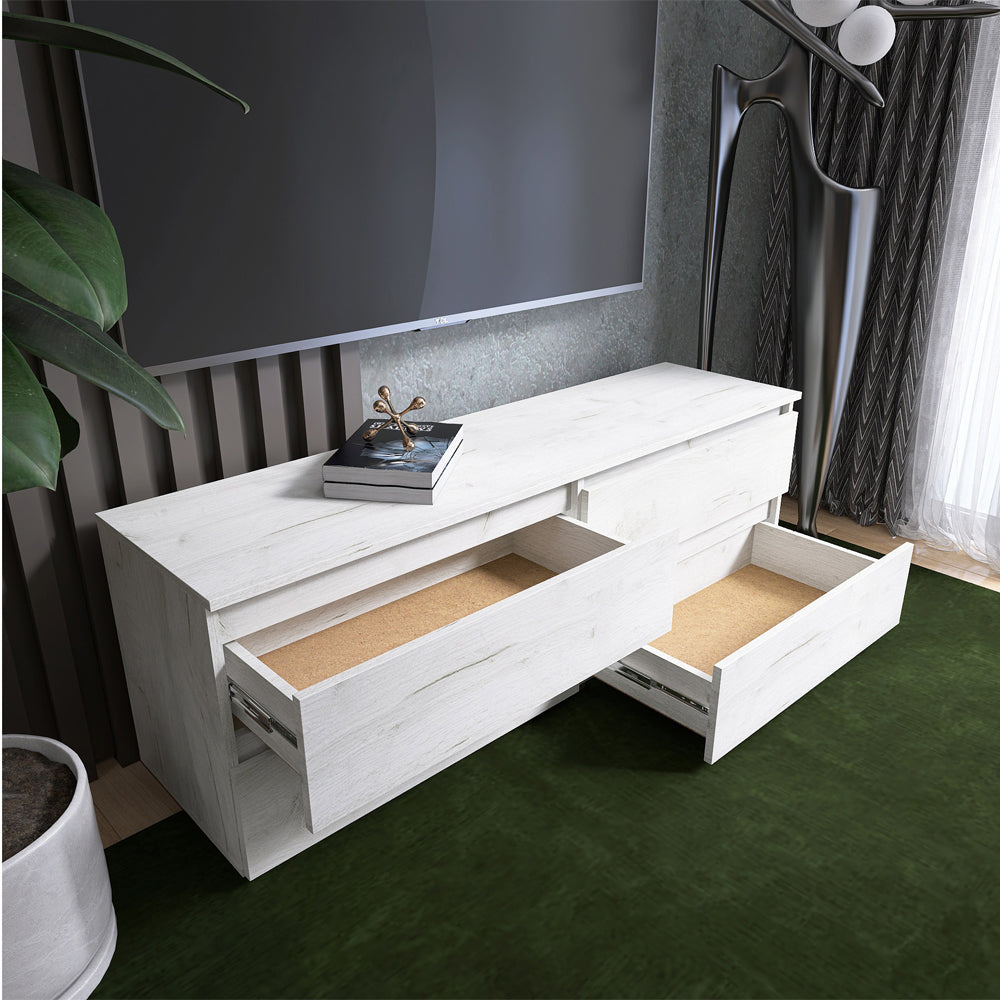 Тумба под телевизор Эверест ЛТВ-1400 Лайт 140х38х49 см Дуб Крафт белый (DTM-071082)