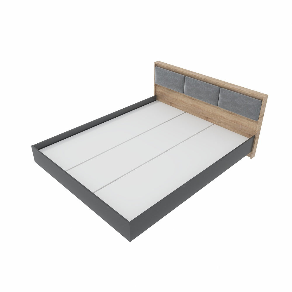Кровать двуспальная (щит ДСП под матрас) Эверест Сити-1600 200,5х168,8х82,6 см Дуб сонома/Графит (DTM-071117)