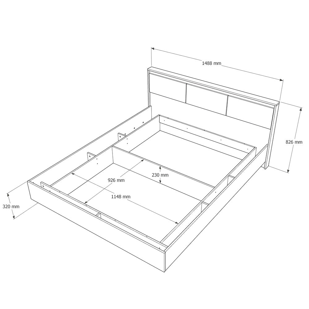 Кровать двуспальная с подъемным механизмом Эверест Сити-1400 200,5х148,8х82,6 см Дуб сонома/Графит (DTM-071092)