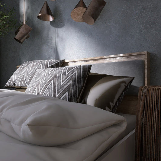 Кровать двуспальная (щит ДСП под матрас) Эверест Сити-1400 200,5х148,8х82,6 см Дуб сонома/Белый (DTM-071112)