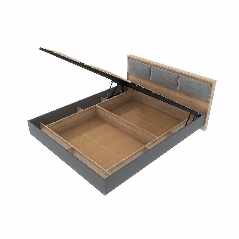 Кровать двуспальная с подъемным механизмом Эверест Сити-1600 200,5х168,8х82,6 см Дуб сонома/Графит (DTM-071086)