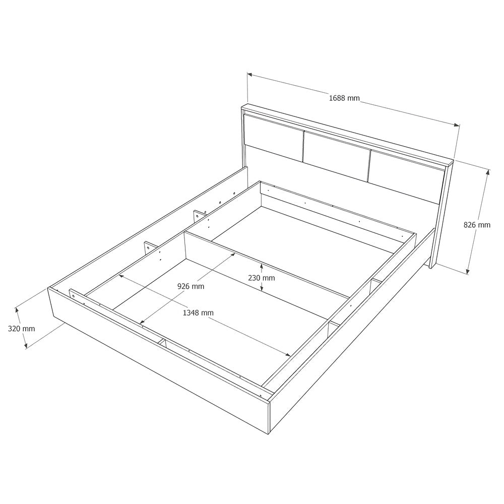 Кровать двуспальная с подъемным механизмом Эверест Сити-1600 200,5х168,8х82,6 см Дуб сонома/Графит (DTM-071086)