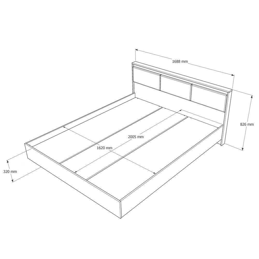 Кровать двуспальная с подъемным механизмом Эверест Сити-1600 200,5х168,8х82,6 см Дуб сонома/Белый (DTM-071087)