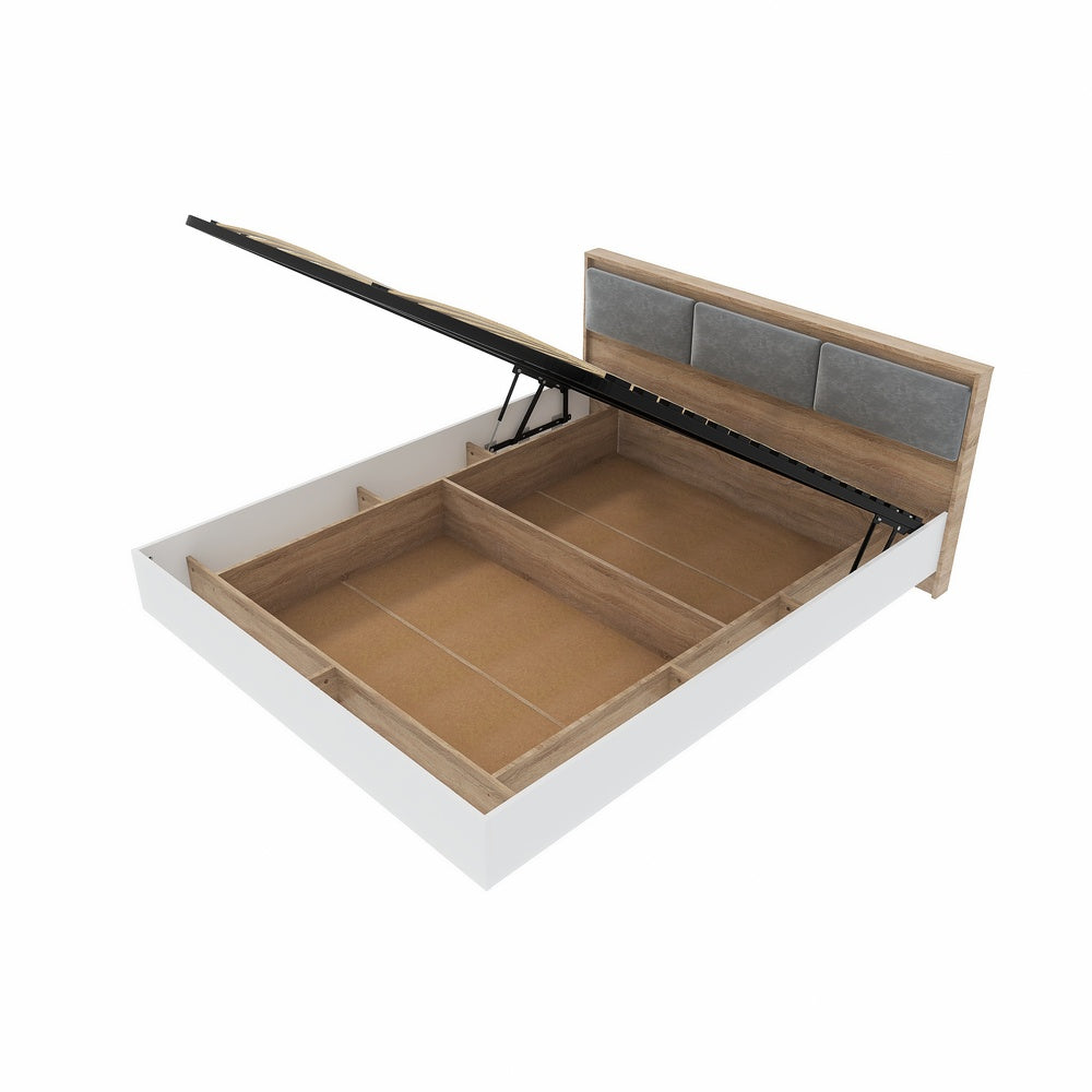 Кровать двуспальная с подъемным механизмом Эверест Сити-1600 200,5х168,8х82,6 см Дуб сонома/Белый (DTM-071087)