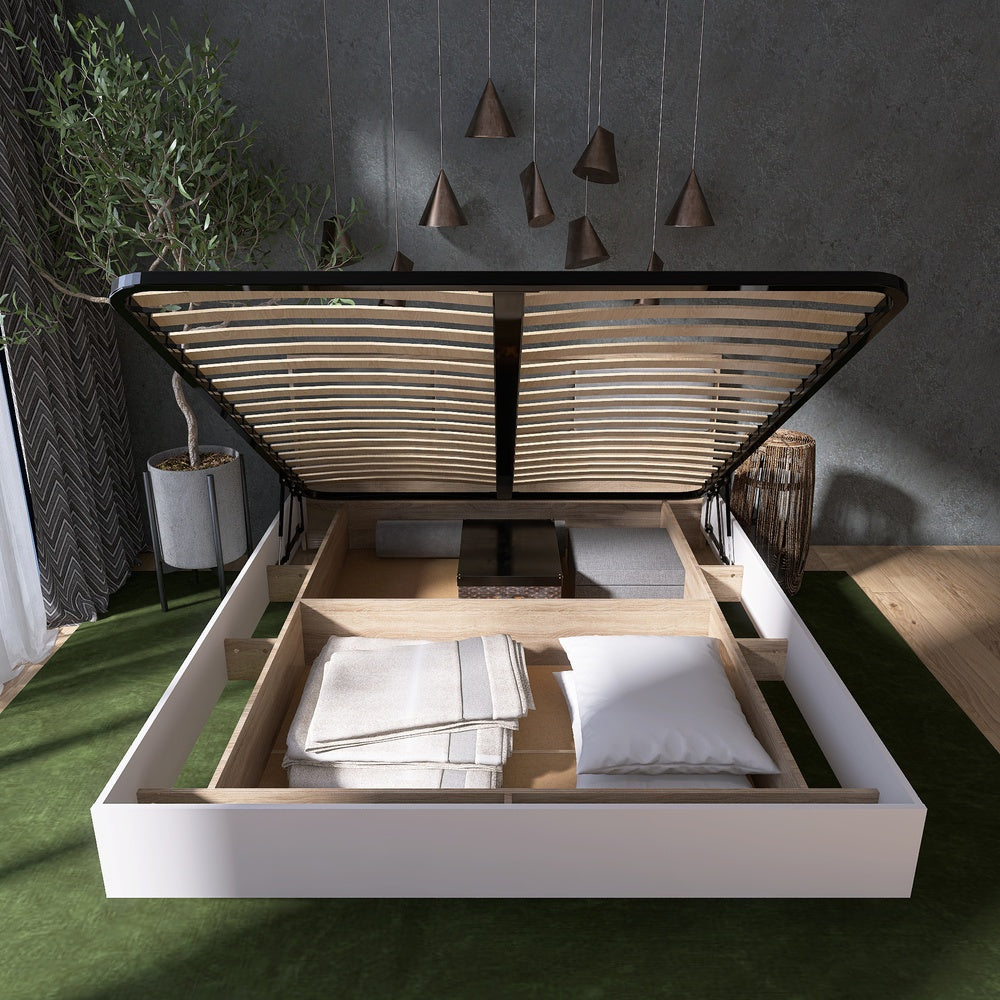 Кровать двуспальная с подъемным механизмом Эверест Сити-1600 200,5х168,8х82,6 см Дуб сонома/Белый (DTM-071087)