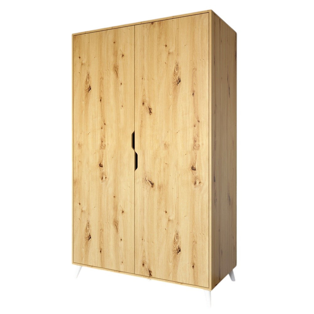 Шкаф двухдверный с белыми ножками М-ЗОН Борн 1200 Дуб Артизан (MZN-031052)