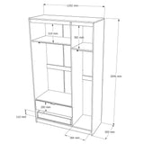 Шкаф распашной для одежды с выдвижными ящиками (полки - штанга) Эверест Сити-1200 120,2х50х204,6 см Дуб сонома/Белый (DTM-071124)