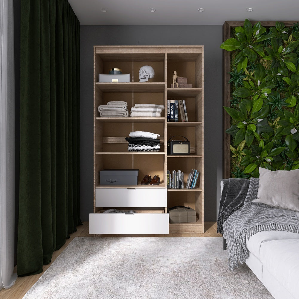 Шкаф распашной для одежды с выдвижными ящиками (полки - полки) Эверест Сити-1200 120,2х50х204,6 см Дуб сонома/Белый (DTM-071128)