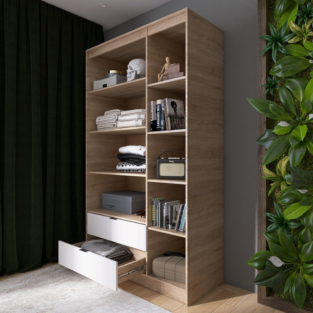 Шкаф распашной для одежды с выдвижными ящиками (полки - полки) Эверест Сити-1200 120,2х50х204,6 см Дуб сонома/Белый (DTM-071128)