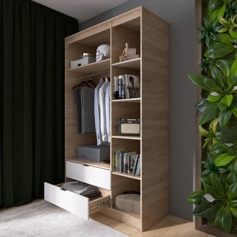 Шкаф распашной для одежды с выдвижными ящиками (штанга - полки) Эверест Сити-1200 120,2х50х204,6 см Дуб сонома/Белый (DTM-071126)