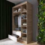 Шкаф распашной для одежды с выдвижными ящиками (штанга - полки) Эверест Сити-1200 120,2х50х204,6 см Дуб сонома/Белый (DTM-071126)