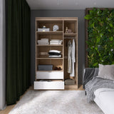 Шкаф распашной для одежды с выдвижными ящиками (полки - штанга) Эверест Сити-1200 120,2х50х204,6 см Дуб сонома/Белый (DTM-071124)