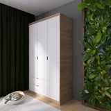 Шкаф распашной для одежды с выдвижными ящиками (полки - штанга) Эверест Сити-1200 120,2х50х204,6 см Дуб сонома/Белый (DTM-071124)