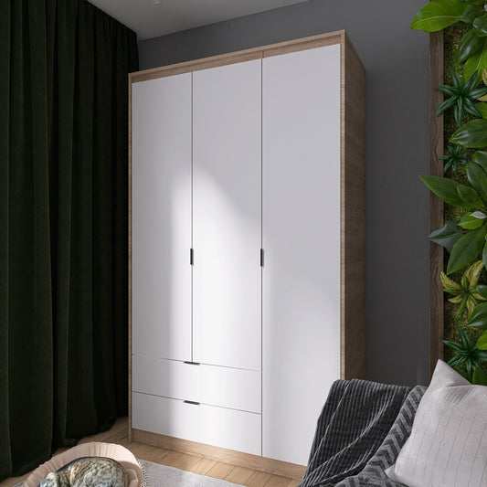 Шкаф распашной для одежды с выдвижными ящиками (штанга-штанга) Эверест Сити-1200 120,2х50х204,6 см Дуб сонома/Белый (DTM-071098)