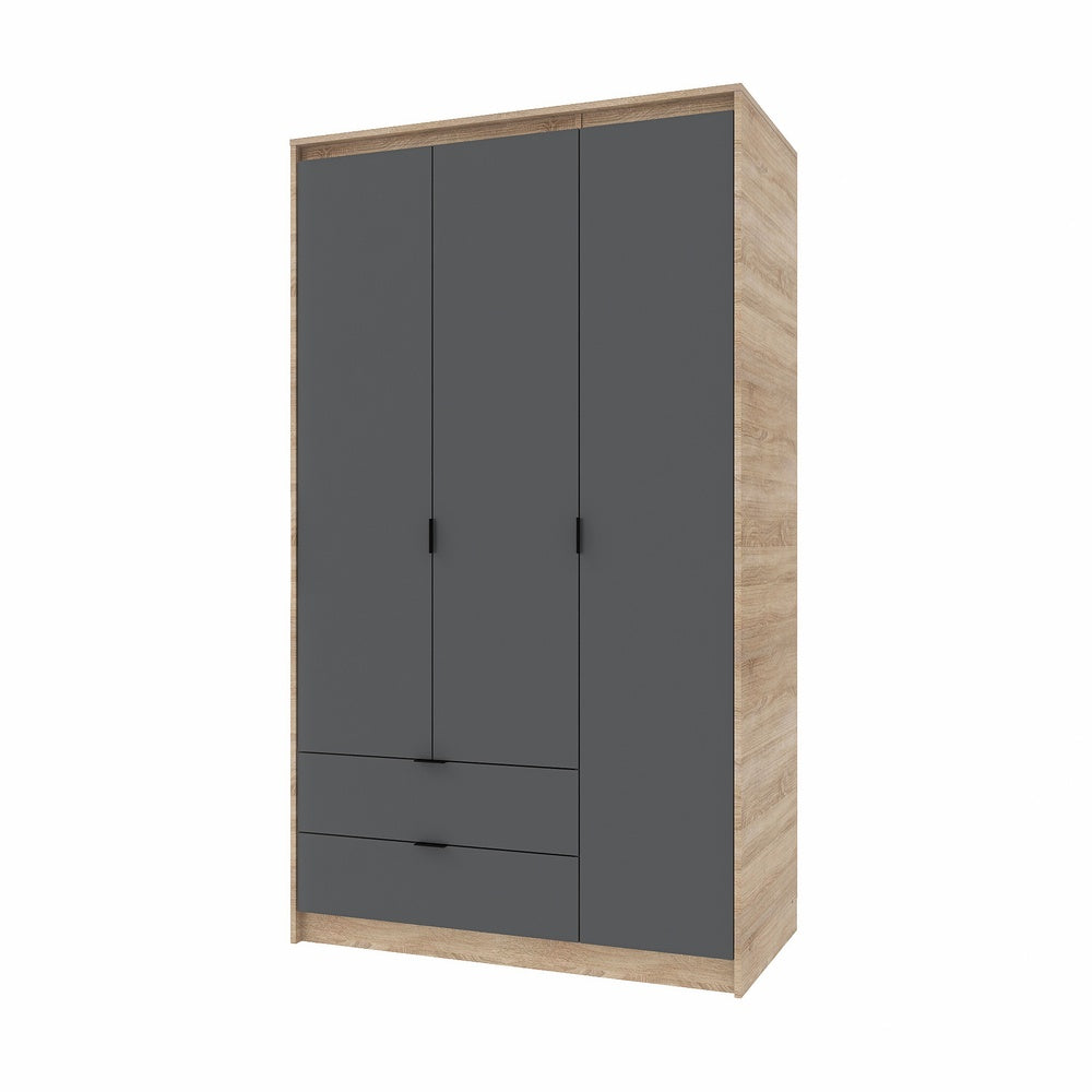 Шкаф распашной для одежды с выдвижными ящиками (штанга-штанга) Эверест Сити-1200 120,2х50х204,6 см Дуб сонома/Графит (DTM-071097)
