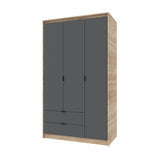 Шкаф распашной для одежды с выдвижными ящиками  (штанга - полки) Эверест Сити-1200 120,2х50х204,6 см Дуб сонома/Графит (DTM-071127)