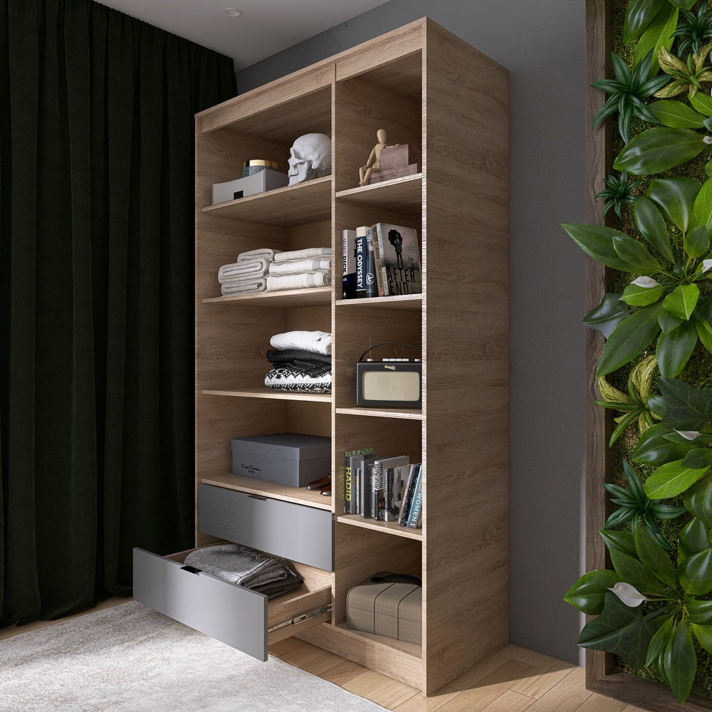 Шкаф распашной для одежды с выдвижными ящиками (полки - полки) Эверест Сити-1200 120,2х50х204,6 см Дуб сонома/Графит (DTM-071129)