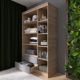 Шкаф распашной для одежды с выдвижными ящиками (полки - полки) Эверест Сити-1200 120,2х50х204,6 см Дуб сонома/Графит (DTM-071129)