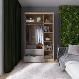 Шкаф распашной для одежды с выдвижными ящиками  (штанга - полки) Эверест Сити-1200 120,2х50х204,6 см Дуб сонома/Графит (DTM-071127)