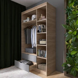 Шкаф распашной для одежды с выдвижными ящиками  (штанга - полки) Эверест Сити-1200 120,2х50х204,6 см Дуб сонома/Графит (DTM-071127)